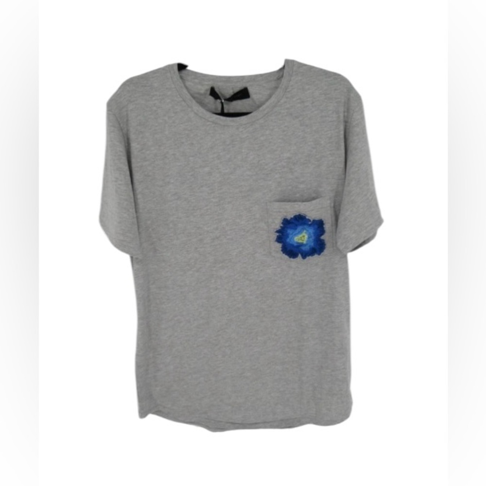 NWT Christian Pellizzari Men’s Flower Embroidered Pocket Tee Shirt